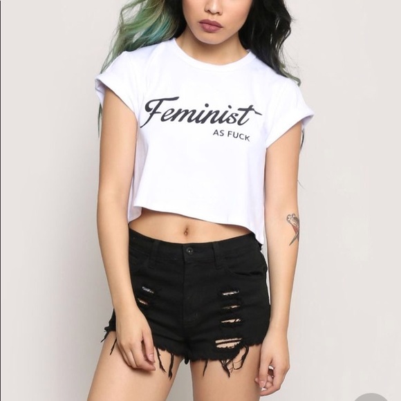 Gypsy Warrior Tops - Gypsy Warrior White Feminist Crop Top